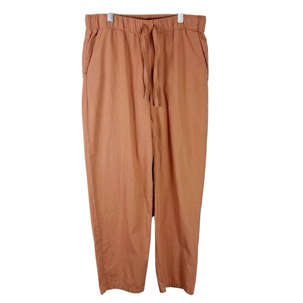 Uniqlo Women's S 100% Cotton Straight Leg Pull On Pant Terra Cotta‎ EUC